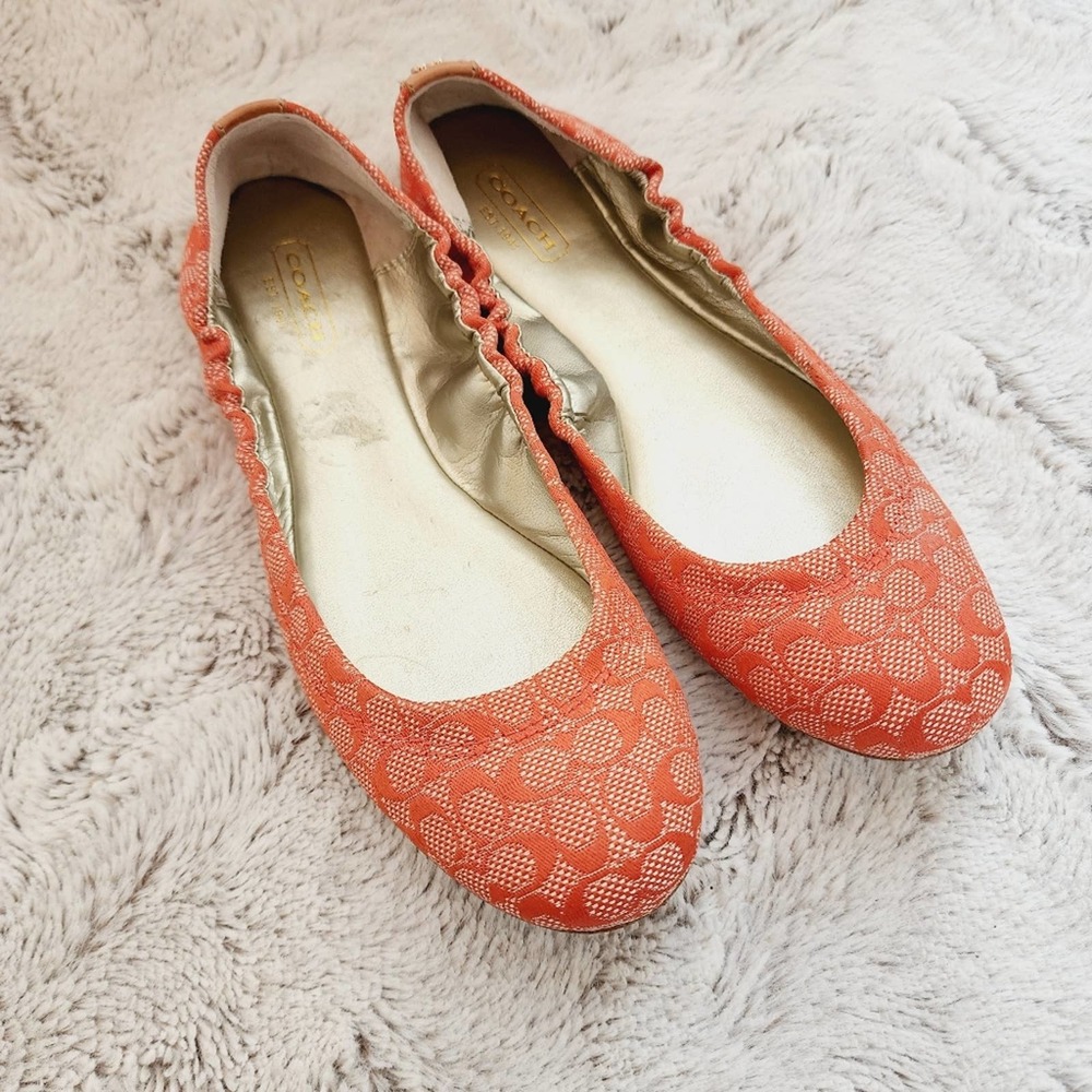 COACH ORANGE SUMMER BALLET FLATS SIZE 7.5